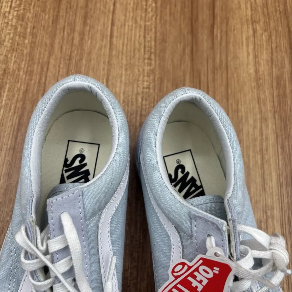 Vans Old Skool Shoes Womens 7.5 Light Blue Canvas Suede Lace Up Sneakers New - Picture 7 of 8